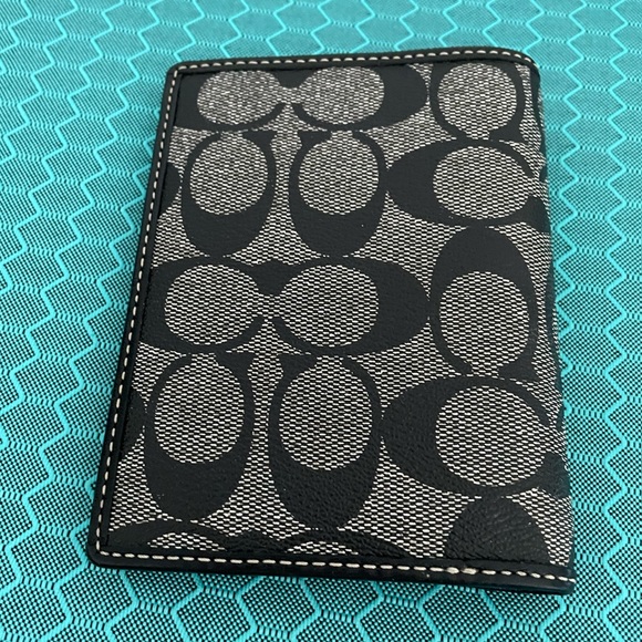 Authentic Coach Passport Holder. Black & white Coach pattern with blue interior. - Picture 2 of 3